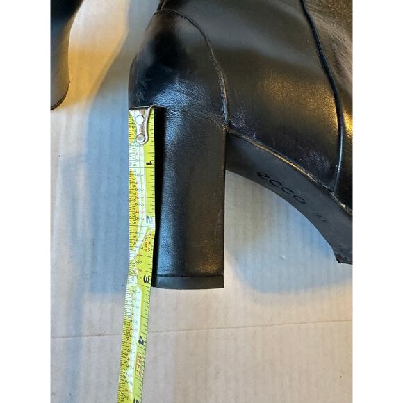 Ecco Womens Black Leather Heeled Boots Sz 41‎ (10-10.5) - Picture 5 of 10